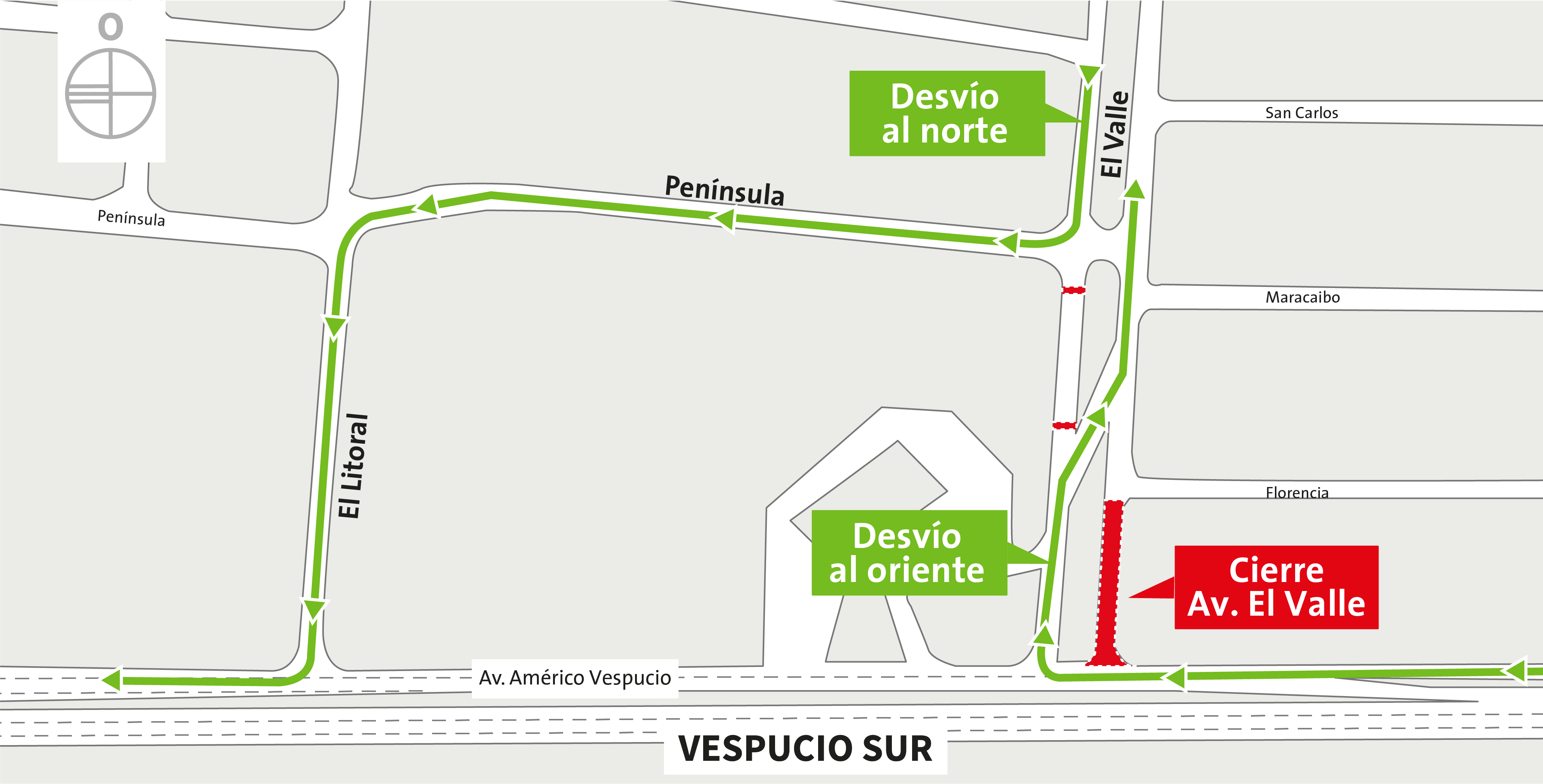 Cierre de calzada sur Av. El Valle, Peñalolén