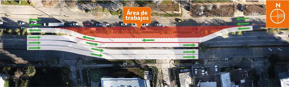 Ocupación de calzada en Av. Américo Vespucio entre Arrieta Cañas y  Blest Gana