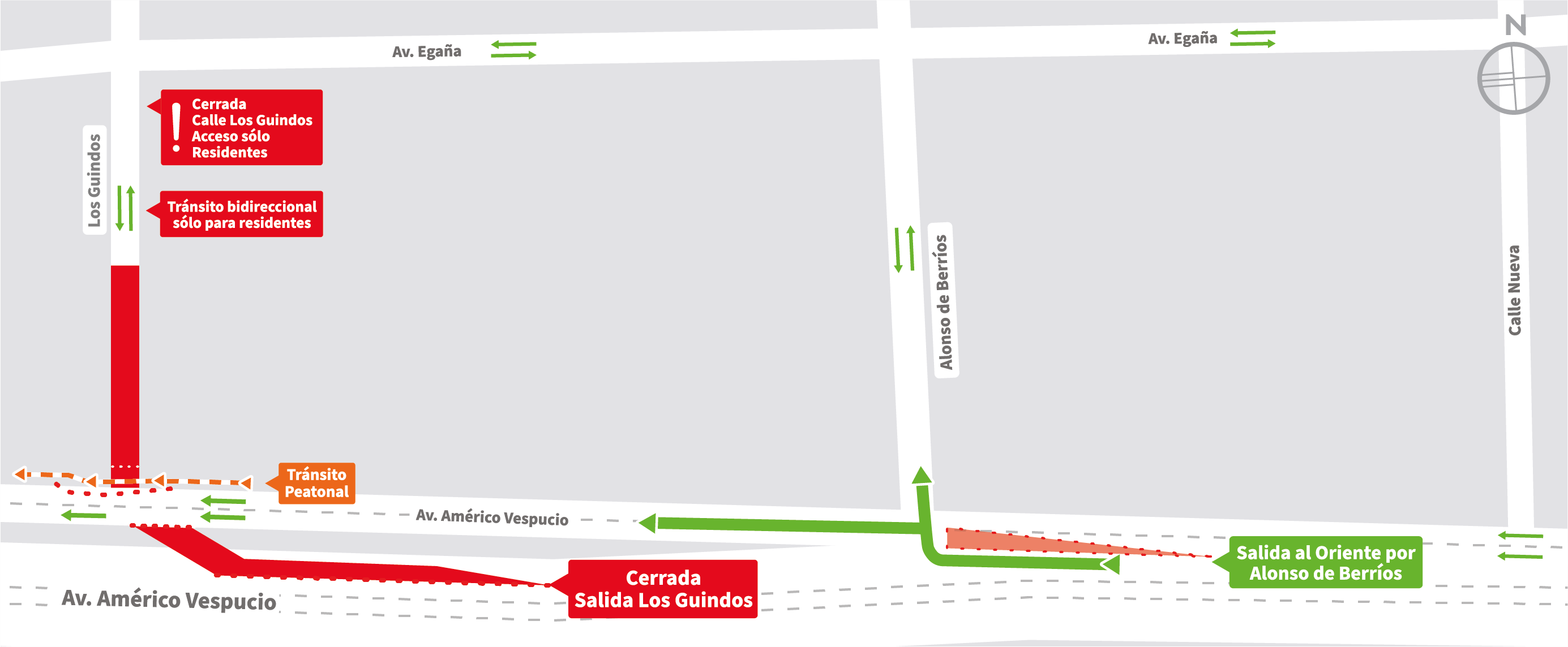 Cierre calle Los Guindos y su conexión con Av. Américo Vespucio