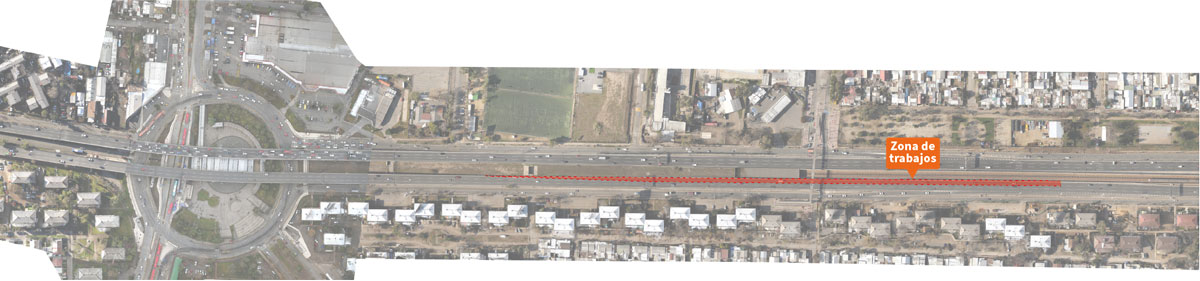 Ocupación de la pista Izquierda calzada poniente de autopista Vespucio Sur altura av. El Valle