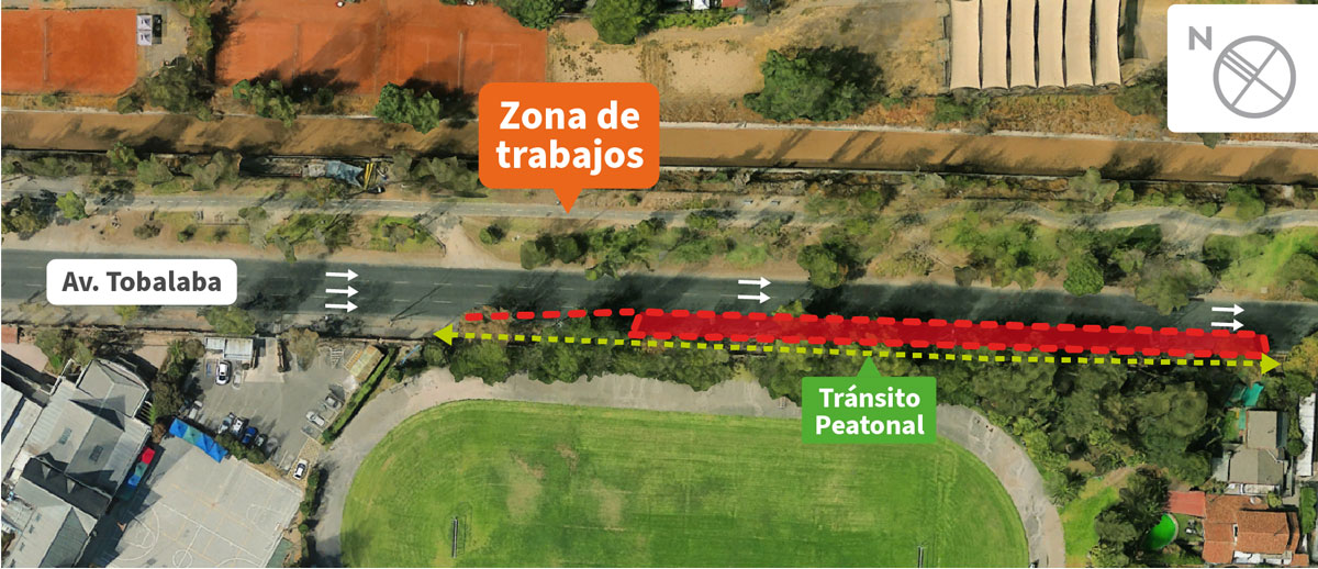 Ocupación de pista derecha de Av Tobalaba entre Av Ossa y La Cañada