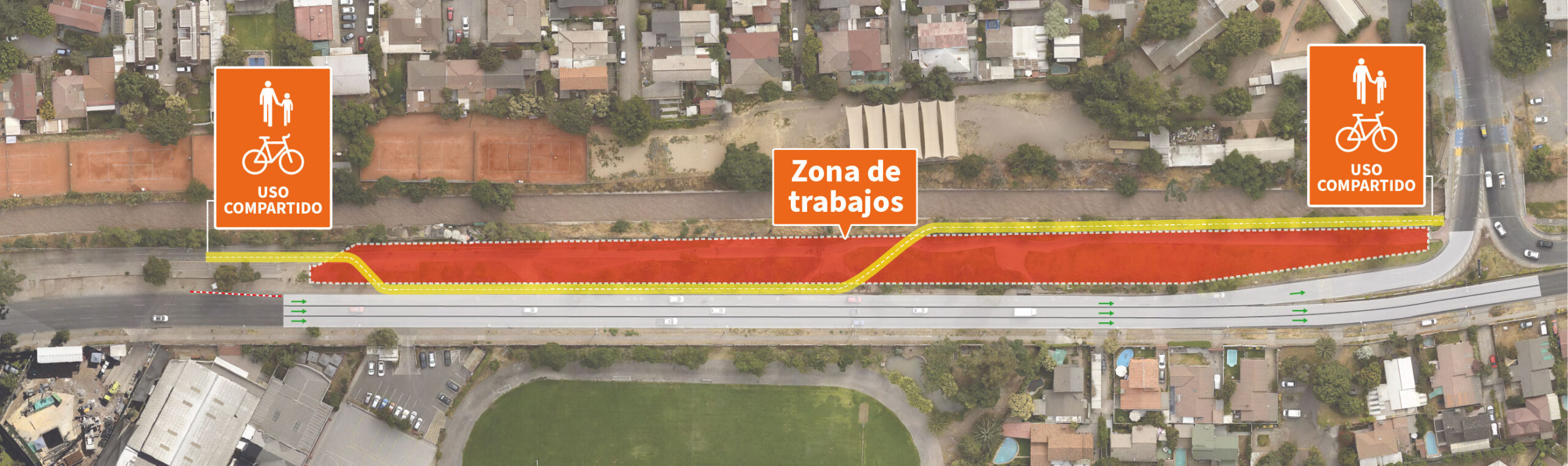 Desvío senda peatonal y ciclovía Parque Tobalaba