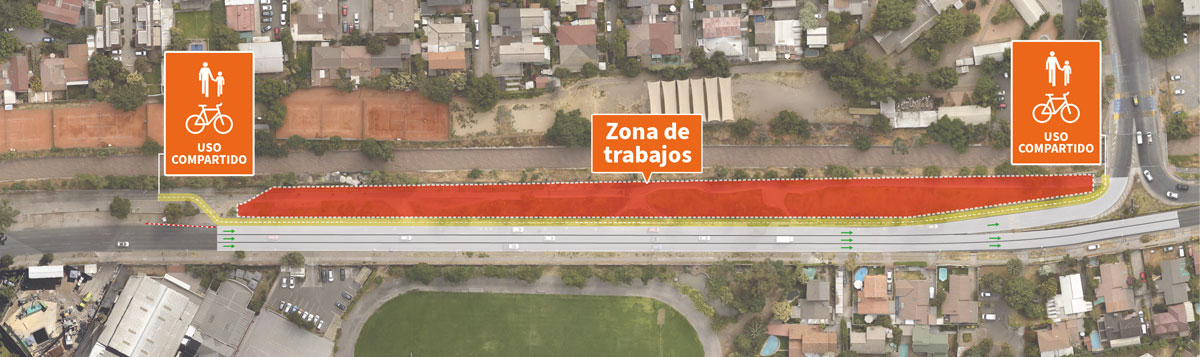 Desvío senda peatonal y ciclovía Parque Tobalaba