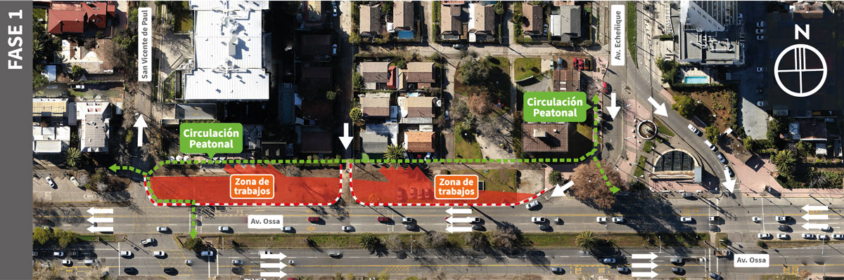 Ocupación Acera Av. Ossa, entre Echeñique y San Vicente de Paul
